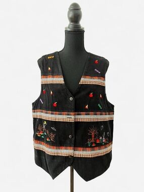 90s Halloween Vest Whimsygoth Teachercore Embroidery Retro Halloween Vest Size L
